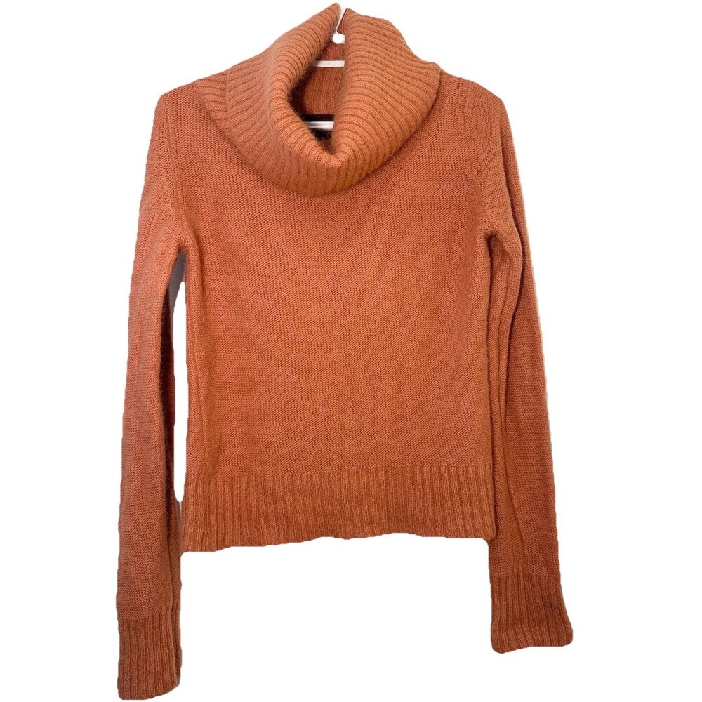 Code Mode Angora Blend Cropped Cowl Neck Sweater XS Orange Junior Soft Fuzzy
